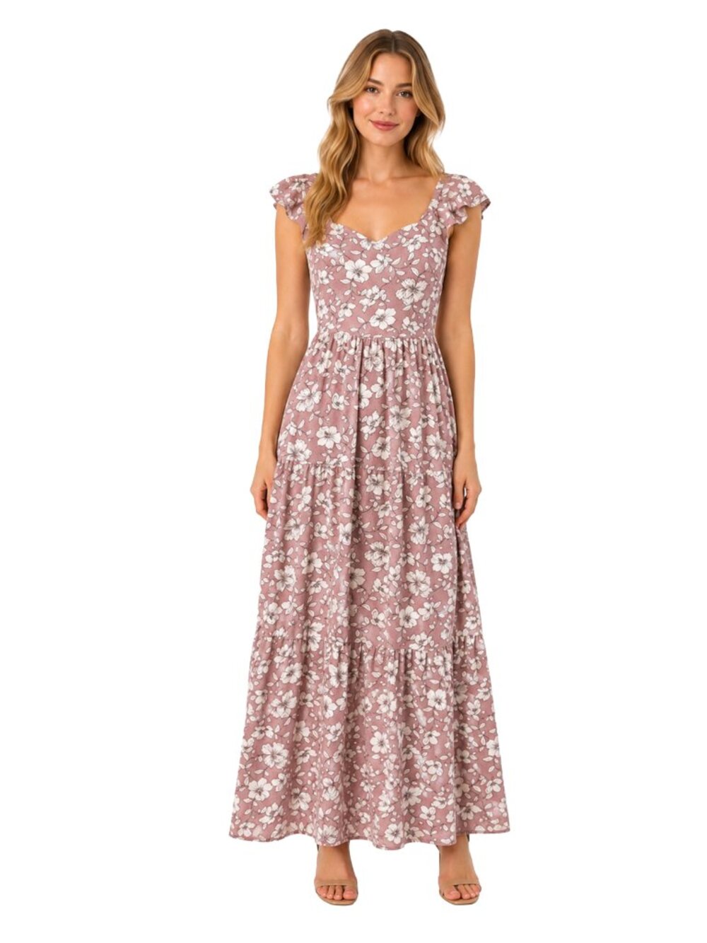 Monteau Los Angeles Floral Maxi Dress M Cottagecore Coquette Pink Romantic